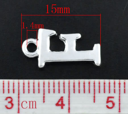 1x Bedel lichtzilver - letter "F"