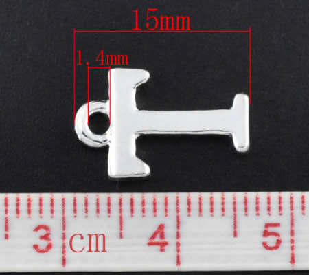 1x Bedel lichtzilver - letter "T"