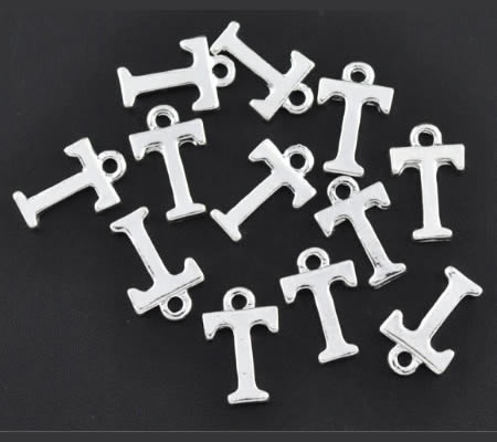 1x Bedel lichtzilver - letter "T"