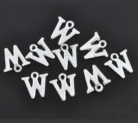 1x Bedel lichtzilver - letter "W"