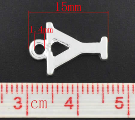 1x Bedel lichtzilver - letter "Y"