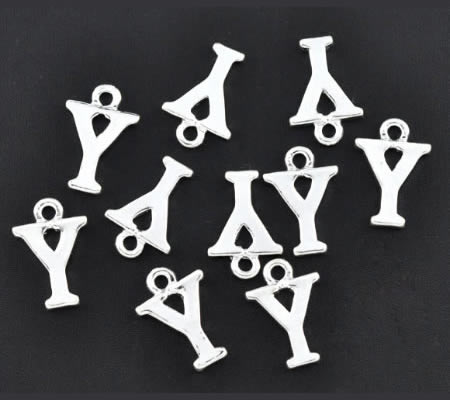 1x Bedel lichtzilver - letter "Y"