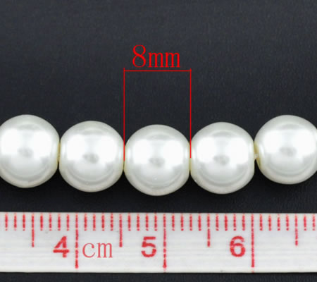 Snoertje Glasparel 8 mm Wit