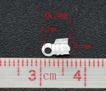 10 stuks koordklem Lichtzilver 6.3 x 3.7 mm