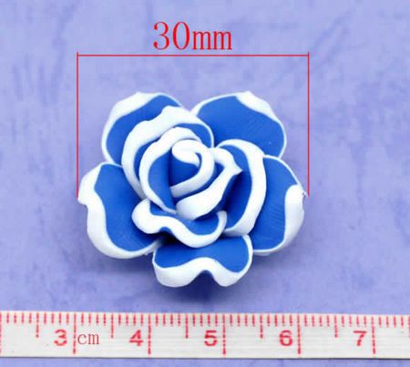 1x Fimo roos blauw/wit 3 cm