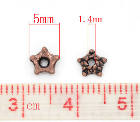 50x Rood Koper kralenkapjes stervormig