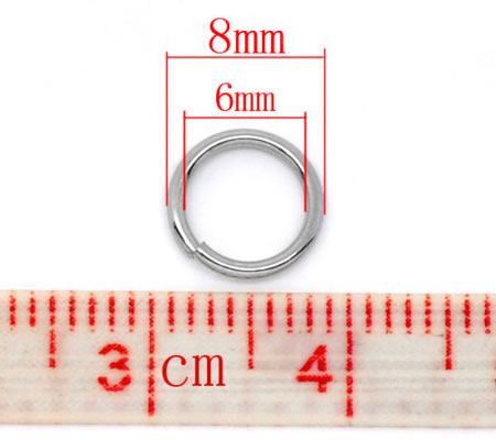 50x roestvrijstalen open ring 8 mm