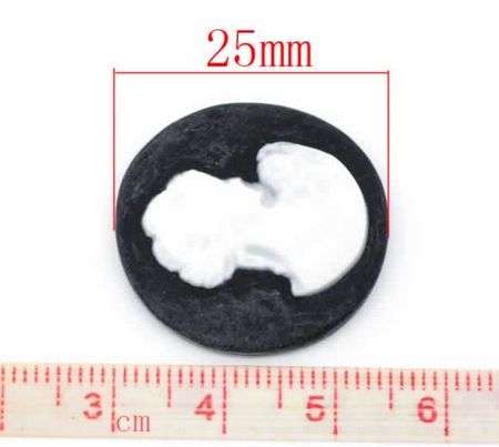 Camee zwart/wit rond