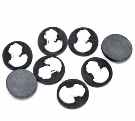 Camee zwart/wit rond