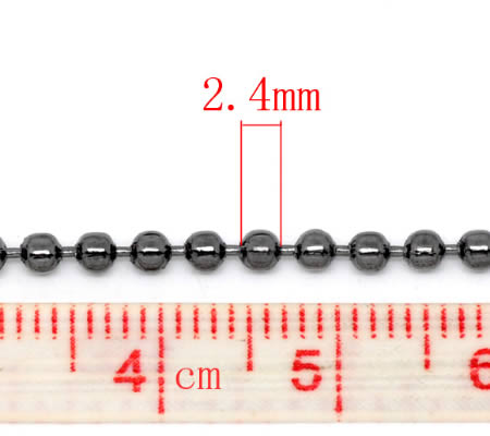 1 meter Ballchain Antraciet 2.4 mm