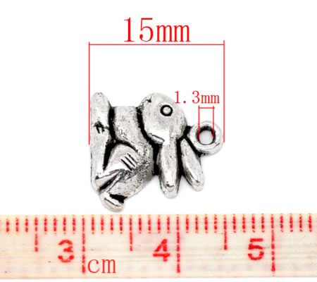 1x Konijn Bedeltje Donker Zilver