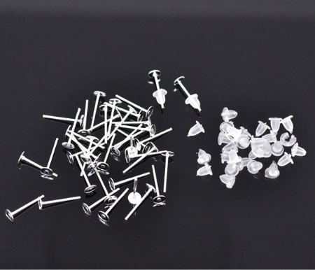 25 sets Oorbel plakstekertjes / plakvlak 4mm