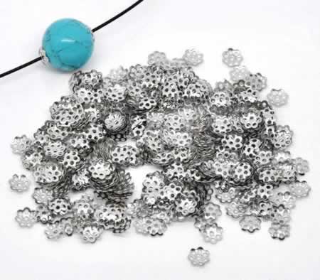 100x Kralenkapjes Donkerzilver (dun) 6 mm