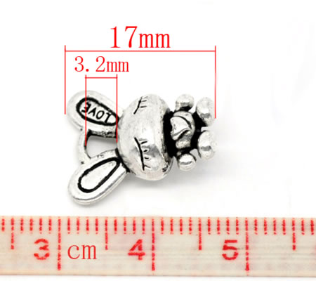 1x Bedeltje Konijntje Donker Zilver