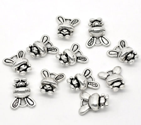 1x Bedeltje Konijntje Donker Zilver