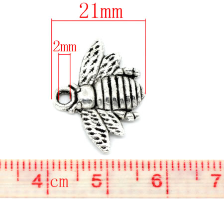 1x Bedeltje Honing Bij Donker Zilver