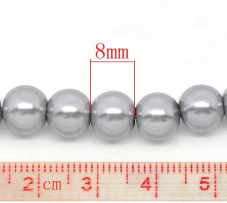 Snoertje Glasparel 8 mm Zilver Grijs