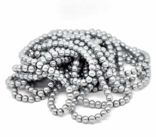 Snoertje Glasparel 8 mm Zilver Grijs