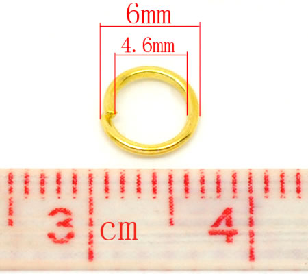 50 stuks Open ring 6 mm goudkleurig