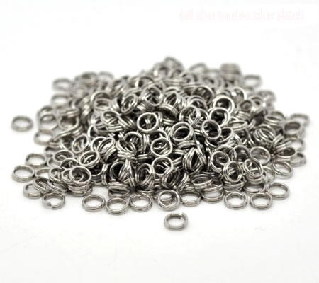 1000x Splitring Donker zilver 5 mm