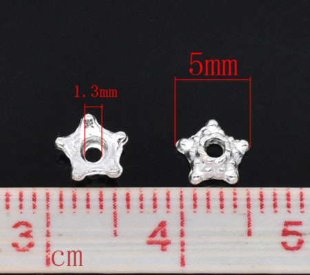 50x Kralenkapjes Stervormig Lichtzilver