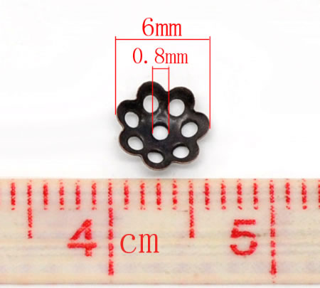 100x Kralenkapjes Roodkoper (dun) 6 mm