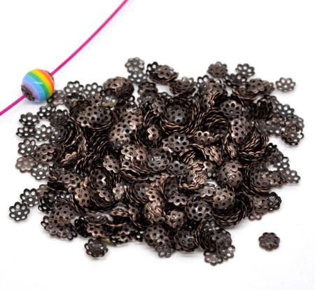 100x Kralenkapjes Roodkoper (dun) 6 mm