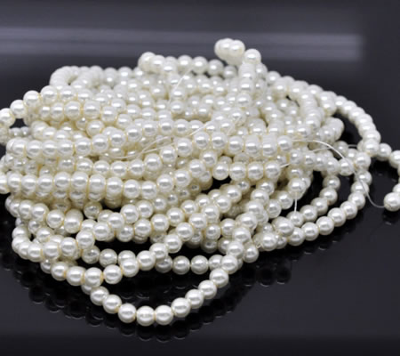 12 gram / 150x pareltjes (zonder gaatjes) wit 6 mm