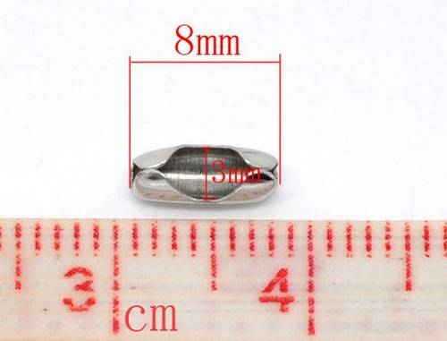 5x ballchain connectors donker zilver