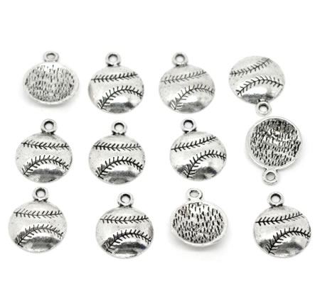 1x Bedeltje Honkbal Donker zilver