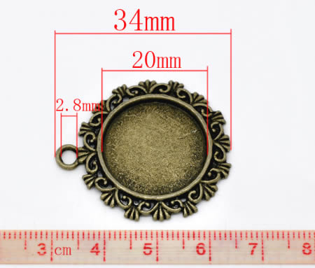 1x Cabochon Hanger Brons Rond