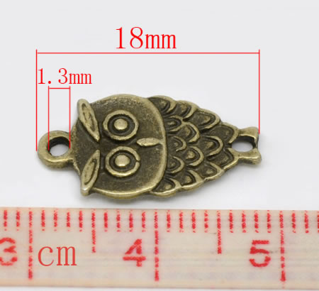 1x Bronzen Bedel Uil 18 x 9 mm