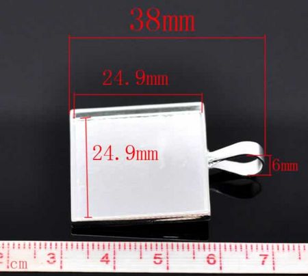 1x Bedelhanger Donker zilver Vierkant