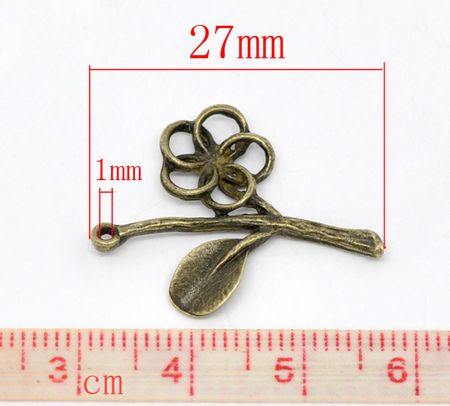 1x Bedel Tak/Bloem Brons