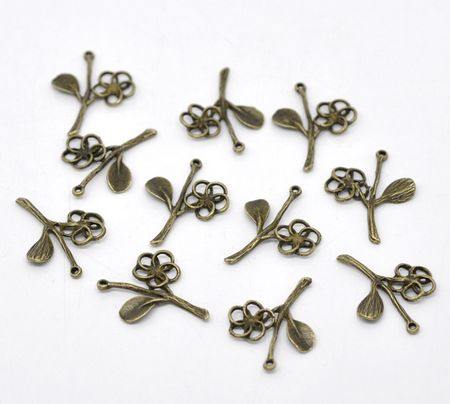 1x Bedel Tak/Bloem Brons