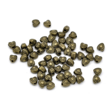 5x Metalen hartjes 6 mm Brons