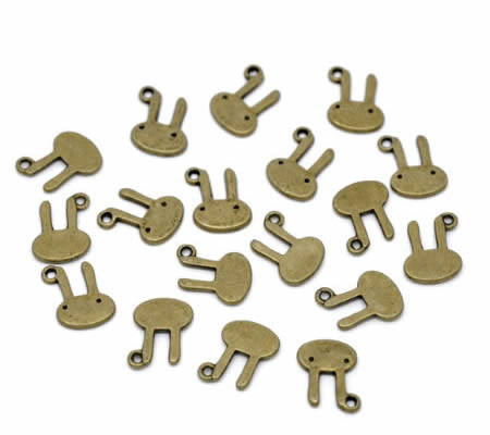 1x Bunny/Konijn Brons Bedeltje