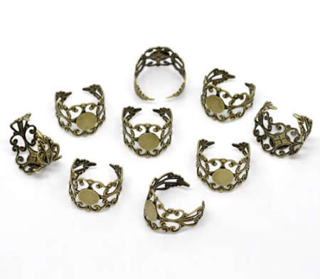 1x Plakring brons filigrain