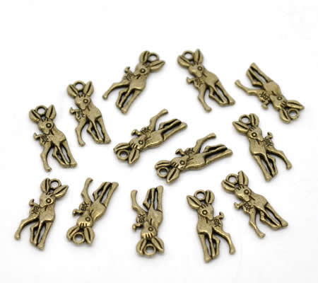 1x Bedeltje Hertje Brons 19 x 8 mm