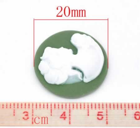 Camee groen/wit rond