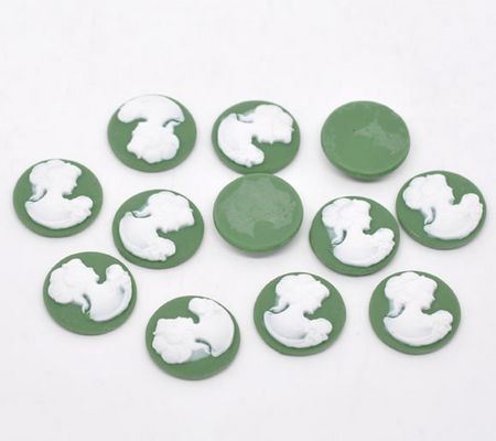 Camee groen/wit rond