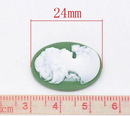 Camee Ovaal Groen/wit