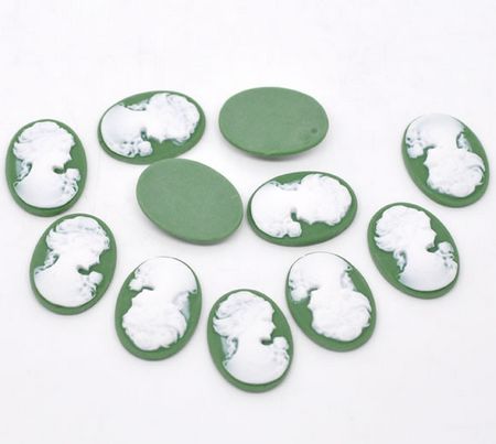 Camee Ovaal Groen/wit