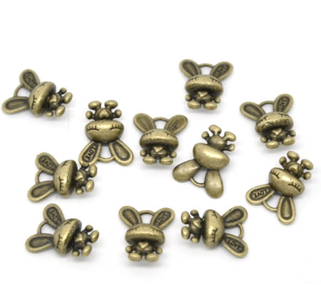 1x Bedeltje Konijntje Brons 17 x 14 mm