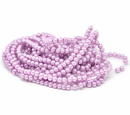 Snoertje Glasparels 4 mm Lila/Roze