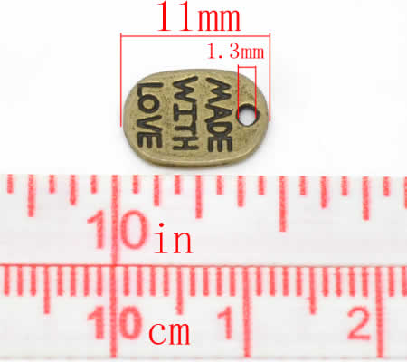 20 stuks "made with love" Brons