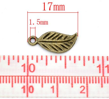 5x Bedeltje Blad Brons