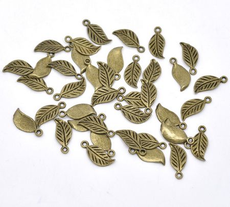 5x Bedeltje Blad Brons