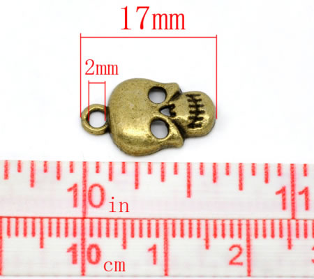 1x Skull Bedeltje Brons