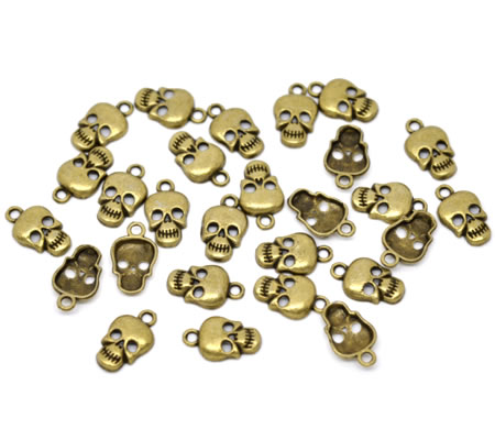 1x Skull Bedeltje Brons